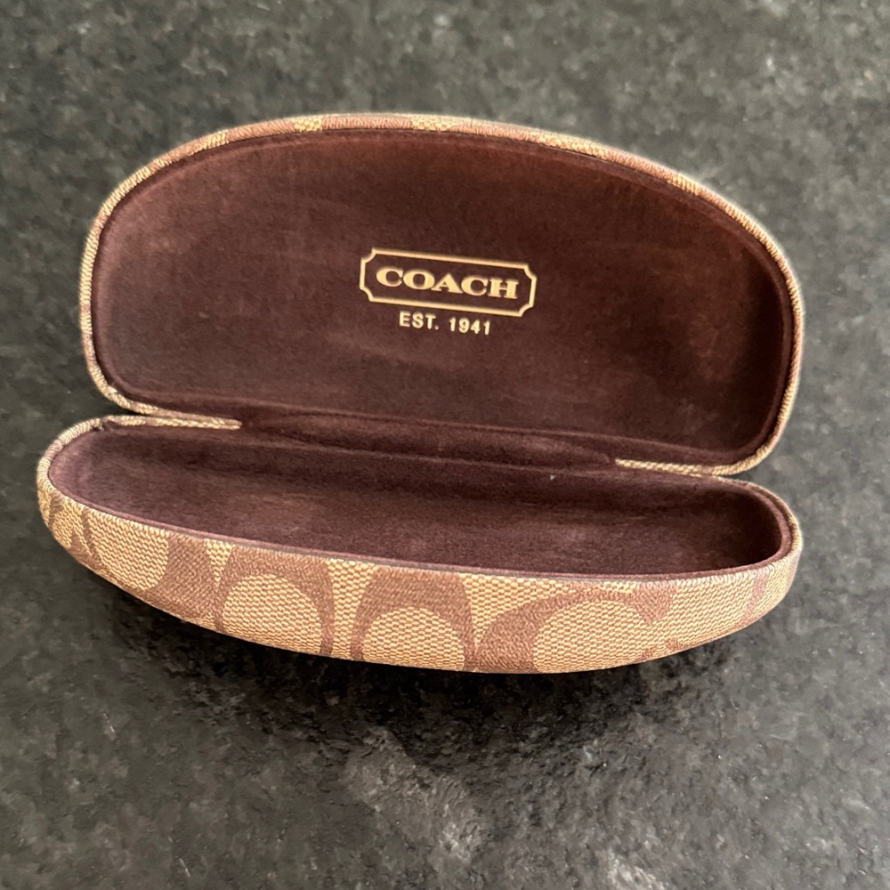 Coach Brown Velvet Eyewear Case with Gold Logo